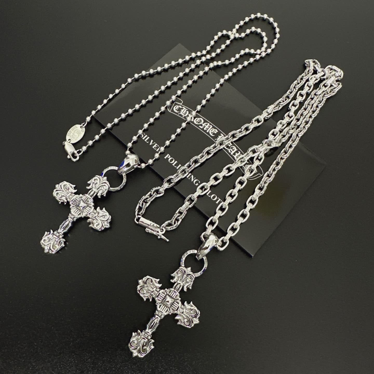 Chrome Hearts Silver Cross Pendant Necklace